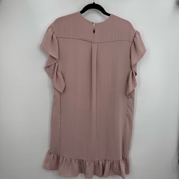 Sabina musayev Ruffled Pink mini Dress Short sleeve tie waist small sundress S - Picture 5 of 7